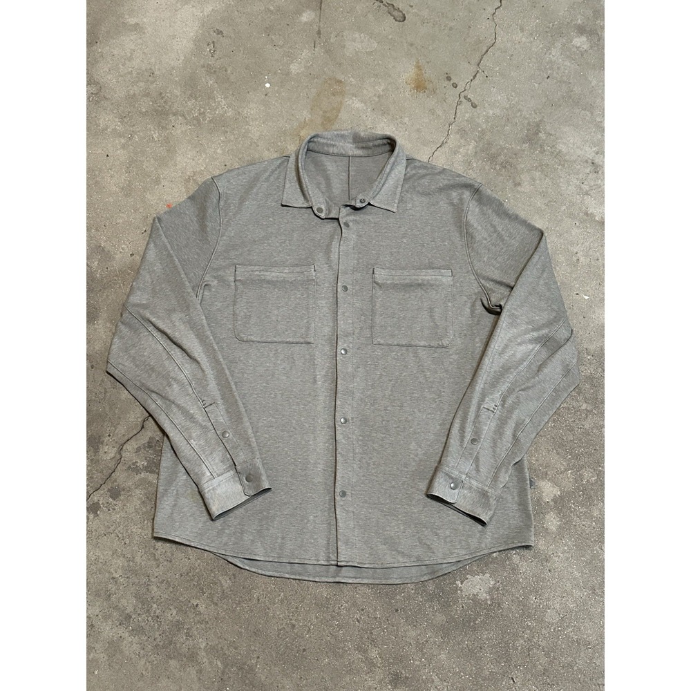 Lululemon Soft Knit‎ Overshirt Mens 2XL Gray Snap Buttons Long Sleeve LM3CZMS